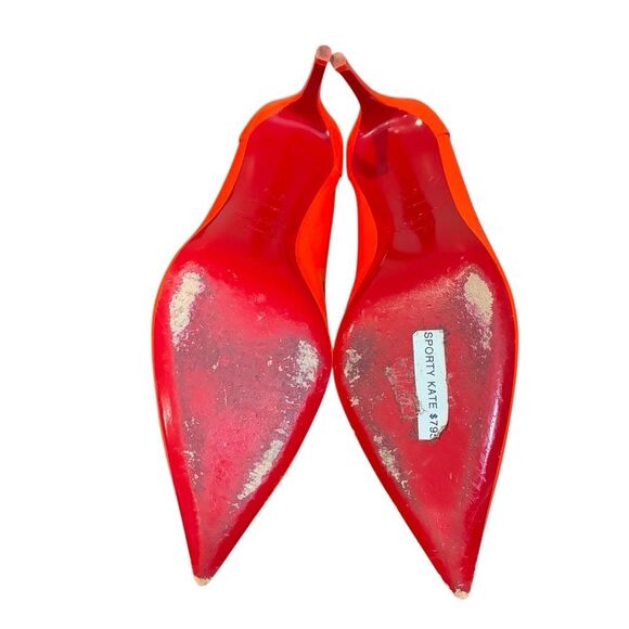 Christian Louboutin Sporty Kate 85 Patent Pumps Sunrise Orange Size 37.5 Heels - Picture 12 of 14